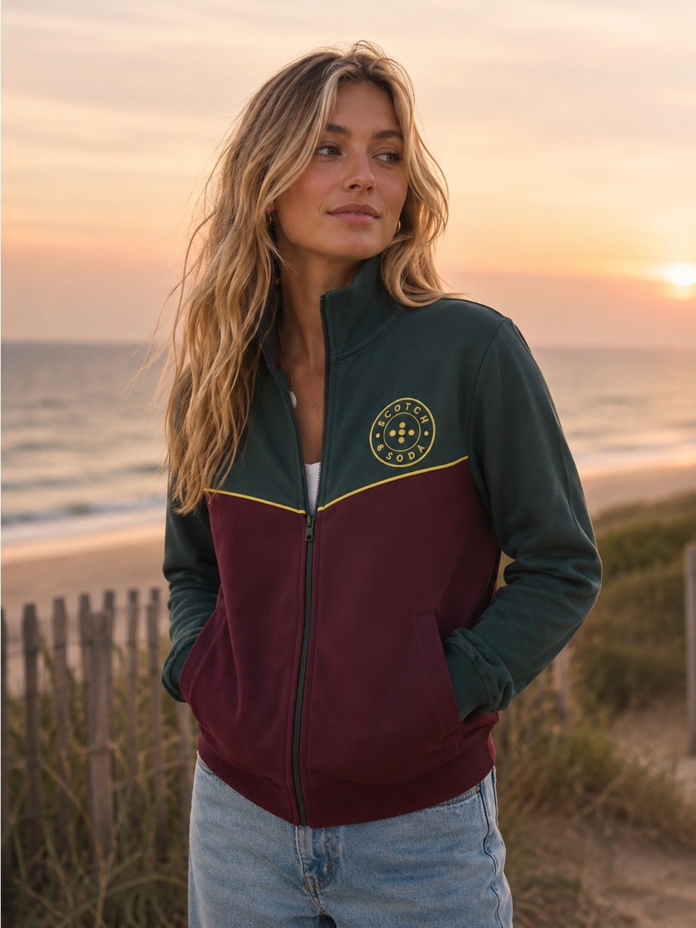Scotch & Soda Men's Green and Burgundy Jacket
